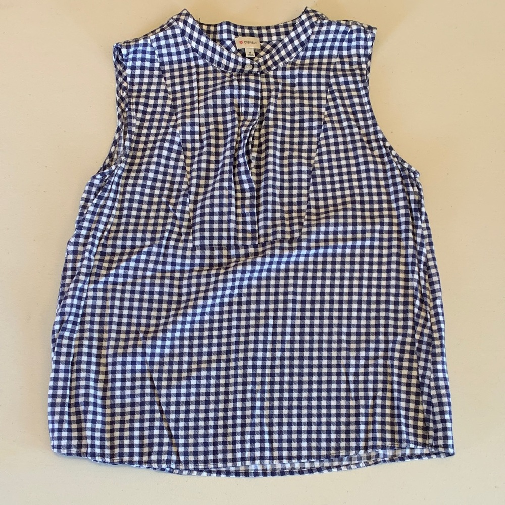 Daniel Cremieux Navy and White Checkered Blouse